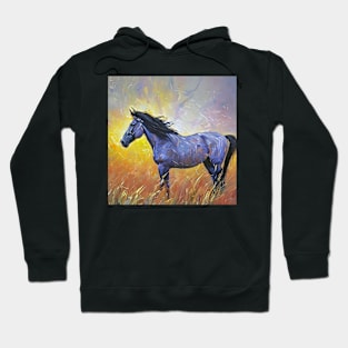 Painting of a blue horse Hoodie